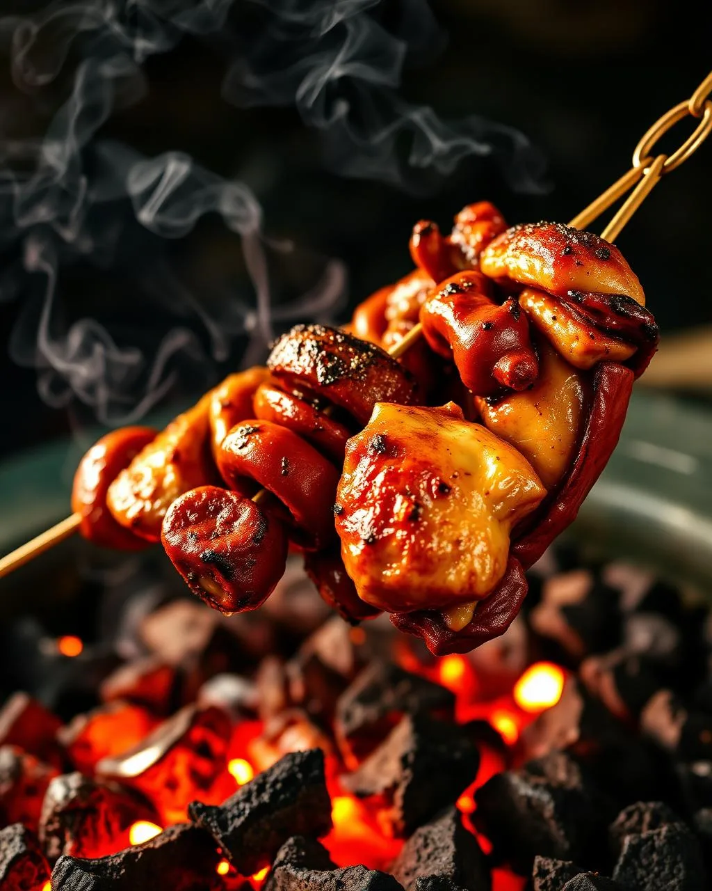 Cortes nobres de churrasco gaúcho na grelha — costela bovina e suína na brasa em Caxias do Sul